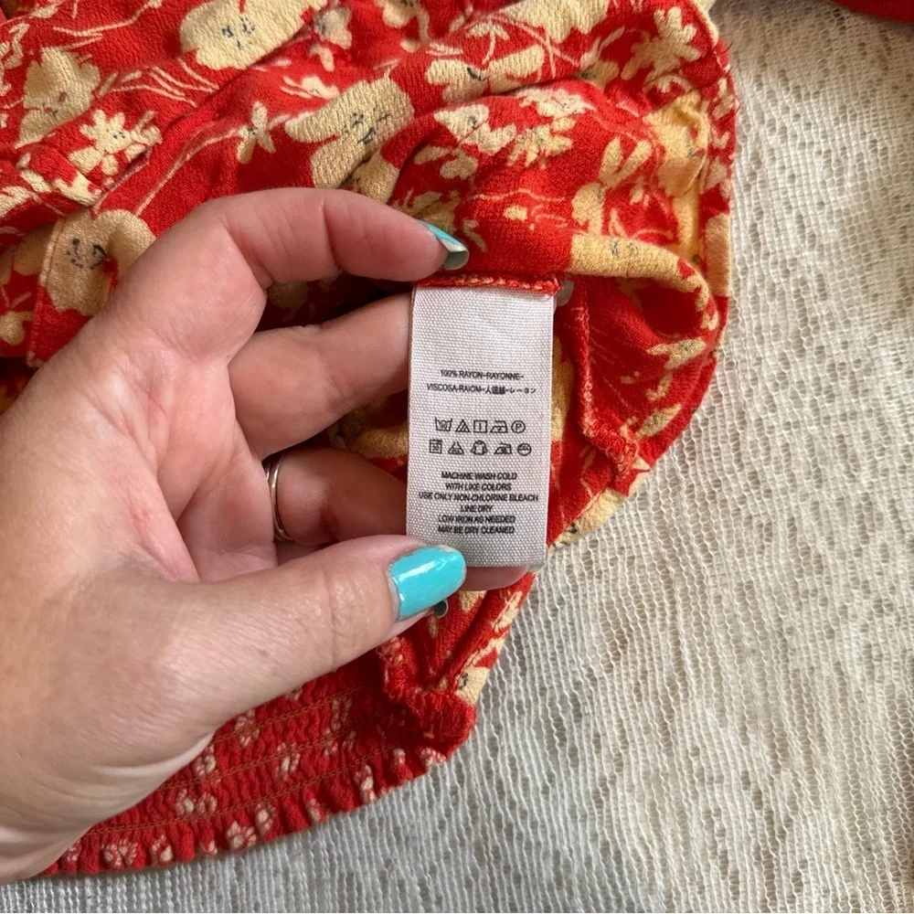 Free People Lady Bohemian coral floral top
